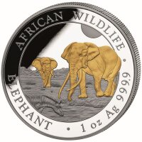 Somalia 2026 Elefant Silbermünze 1 Unze vergoldet...