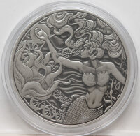 Silbermünze Samoa 2025 Mermaid & Pearl 1 Unze mit Antique Finish – reliefbetontere Darstellung durch Patinaeffekt.“