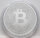 Silbermünze Niue 2025 Bitcoin, 1 Unze, BU Qualität, in transparentem Schutzgehäuse – Motiv: Bitcoin-Logo auf Rückseite, Wappen Niue auf Vorderseite.