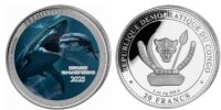 Silbermünze Republik Kongo 2025 – Megalodon...