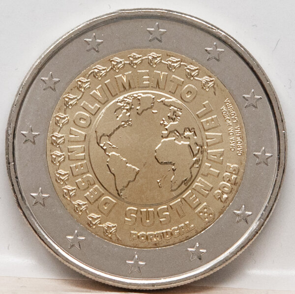 Rückseite der 2 Euro Münze mit Europakarte, Schriftzug 2 EURO, Sternekreis