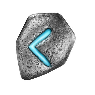 Rune Kenaz – Silber Cast Bar mit Runensymbol, gegossene Oberfläche, fein strukturierte Oberfläche