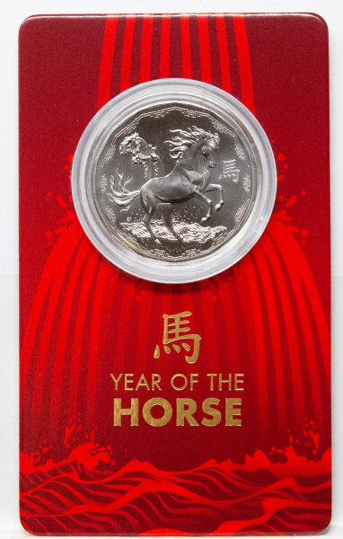 Australien 50 Cent 2026 Year of the Horse – 14-seitige Tetradecagon-Münze mit Pferdemotiv, Coincard Ausgabe der Royal Australian Mint.