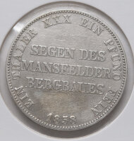 Preußen  - Taler 1858 „Segen des Mansfelder...