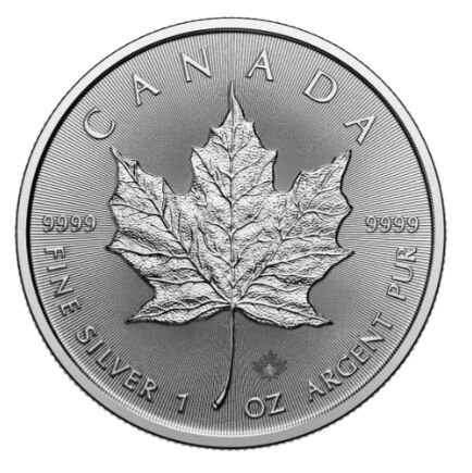 Münze Kanada 5 Dollar 2026 „Maple Leaf“ – 1 Unze Silber, Feinheit 99,99 %, Ø 38 mm, Ahornblatt-Motiv, Ausgabe der Royal Canadian Mint.