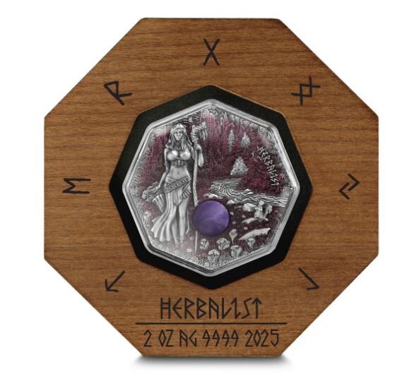 Germania Mint Witchcraft 2025 Herbalist 2 Unzen Silber Ultra High Relief – Kräuterheilerin im ausgeprägten Relief-Design mit naturverbundenen Symbolen auf 999,9er Silber