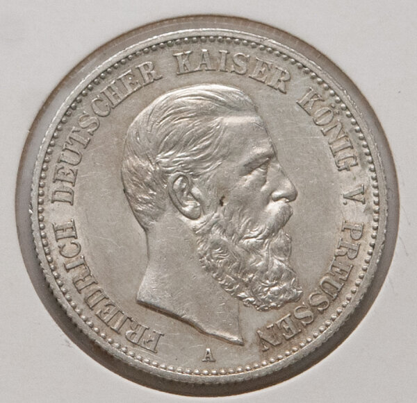 2 Mark 1888 A Preußen – Porträt Kaiser Friedrich III.