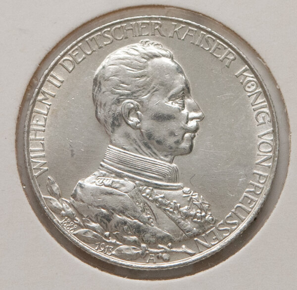 2 Mark 1913 – Uniformporträt Wilhelm II., Jahreszahlen 1888–1913, Münzzeichen A.
