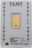 PAMP – 5 g Au 999,9 Goldbarren - Cross of Christianity