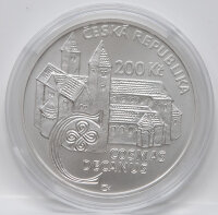 Landeswappen der Tschechischen Republik oder klassisches Münzdesign der Czech Mint mit Nennwert „200 Kč“ und Jahresangabe 2025 (je nach tatsächlicher Gestaltung).