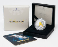 Freddie Mercury in performender Pose mit Mikrofon,...