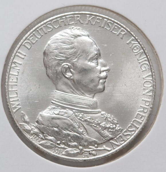 2 Mark 1913 – Uniformporträt Wilhelm II., Jahreszahlen 1888–1913, Münzzeichen A.