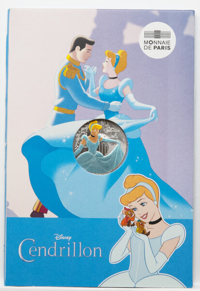 Münze Frankreich 10 Euro 2025 ‘Cinderella’ – farbig, Argent 333, 13 g, Ø 31 mm, im Blister; Motiv Duchesse und Kätzchen (Disney).