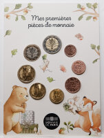 Frankreich Mini Baby-Kursmünzensatz 2026 mit allen Euro-Umlaufmünzen im kindgerechten Baby-Blister, Ausgabe der Monnaie de Paris.