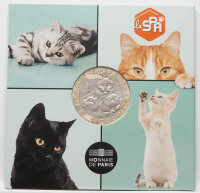 Frankreich 5 Euro 2026 Katze SPA Münze in Blisterkarte, UNC.