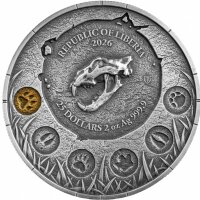 Republik of Liberia 25 Dollar 2026 - Megafauna #1 - Cave Lion 2 oz Silber Ultra High Relief
