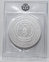 Wertseite mit dem offiziellen Wappen der Republik Ruanda...