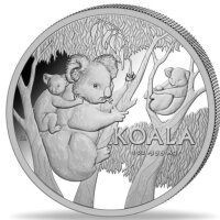 Vorderseite der 1 oz Silbermünze Koala 2026. Zu...