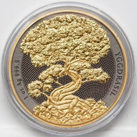 Die Rückseite zeigt den zweiköpfigen Adler der Germania Mint in Gold-Optik auf dunklem Grund, sowie die individuelle Nummerierung der Münze.