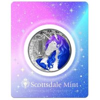 Die Rückseite zeigt das detailreiche Einhorn-Motiv...