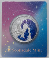 Die Rückseite zeigt das detailreiche Einhorn-Motiv...