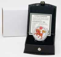 Die Rückseite zeigt das prachtvoll colorierte Pferd...