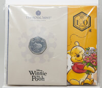 Vorderseite der 50 Pence Münze 2026 mit Winnie Puuh