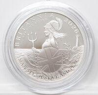 Rückseite der 2 Pfund Britannia 1 oz Silbermünze 2026 mit Portrait König Charles III.