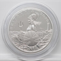 Rückseite der 5 Pfund Britannia 2 oz Silbermünze 2026 mit Portrait König Charles III.