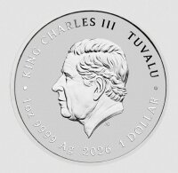Wertseite der 1 Dollar Silbermünze Tuvalu 2026 mit...