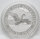 Ein anmutiger Schwan in seinem natürlichen Habitat auf der Wasseroberfläche, gestaltet mit feinsten Federdetails und einem speziellen Jubiläumshinweis oder Designelement zum 10-jährigen Bestehen der Serie. Inschrift: THE AUSTRALIAN SWAN 1oz 9999 SILVER.