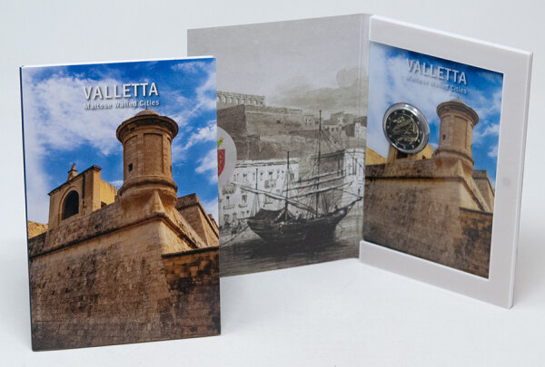 Rückseite der 2 Euro Gedenkmünze Malta 2026 Valletta - Europakarte und Nominal.
