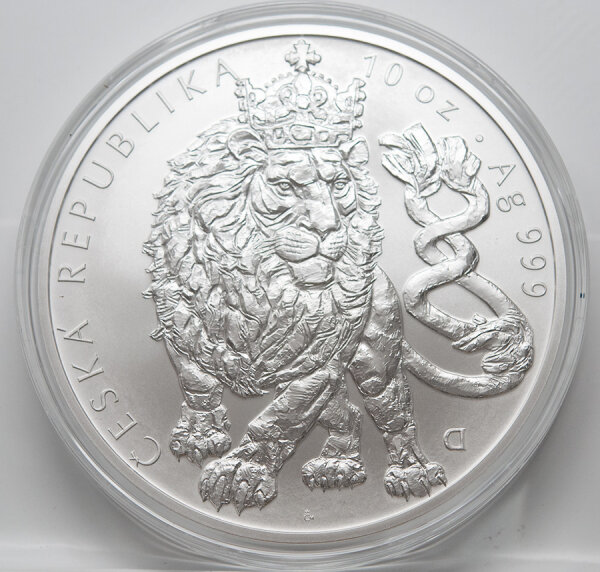 Rückseite der 10 oz Silbermünze Niue 2026 mit dem Wappen und dem Nennwert von 25 Dollar.