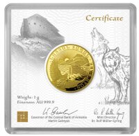 Die Rückseite zeigt die Arche Noah auf den Wellen der Sintflut vor dem Berg Ararat, mit einer Taube im Vordergrund, die einen Olivenzweig trägt.