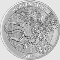 Die Rückseite zeigt einen kraftvollen Steinadler im...