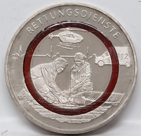 Rückseite: Motiv Rettungsdienst mit Polymer-Ring.