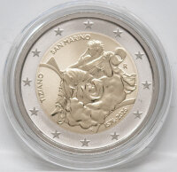 Vorderseite der 2 Euro Gedenkmünze Tiziano San Marino im Reverse Proof Design