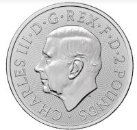 Linksprofil von König Charles III. vor einem feinen...