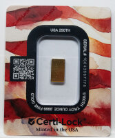 Rückseite der fälschungssicheren Certilock-Sicherheitskarte mit dem offiziellen Prüfsiegel und Barcode der Scottsdale Mint.