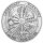 Wertseite der Silber-Medaille Legendary Warriors mit der kreisförmigen Anordnung historischer Waffen vor rustikalem Holzhintergrund.