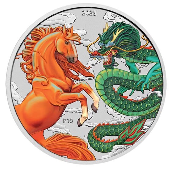 Farbige Motivseite der Dragon & Horse Fire & Earth Silbermünze 2026 im Detail in Kapsel (00000.jpg)