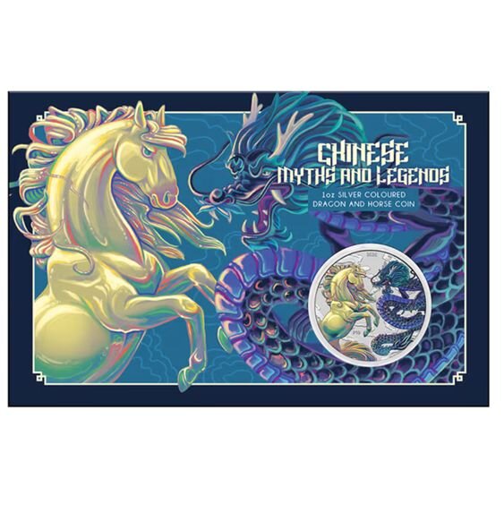 Schillernde Motivseite der Dragon & Horse Opalite Münze mit feinem, irisierendem Perlglanz-Farbeffekt (0000.jpg)