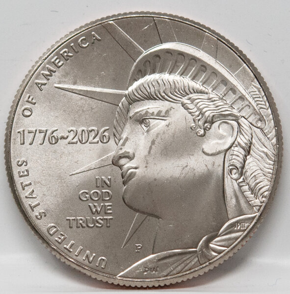 Vorderseite des US Half Dollar 2026 Enduring Liberty mit dem Münzzeichen P für Philadelphia.