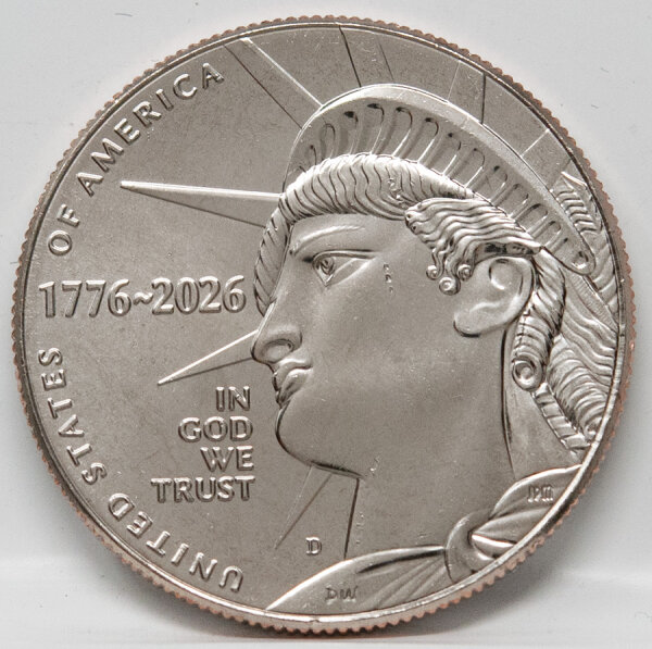 Vorderseite des US Half Dollar 2026 Enduring Liberty aus der Prägestätte Denver.