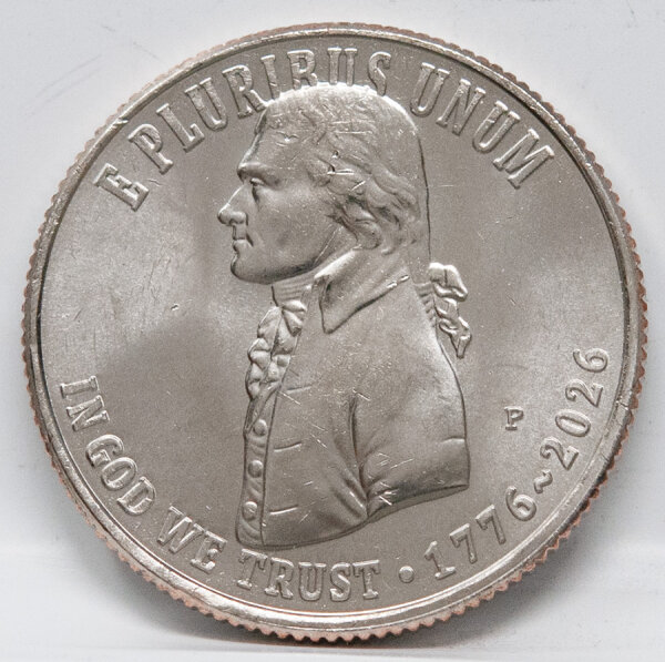 Vorderseite des 25 Cent Quarters 2026 Unabhängigkeit mit dem Prägezeichen P (Philadelphia).