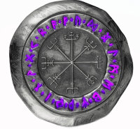 Detailreiche Motivseite der Vegvísir 2 Unzen...