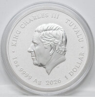 Tuvalu 1 Dollar 2026 - Ballonifant - 1 oz. - Fortes Fortuna Adiuvat, vergoldet in Box