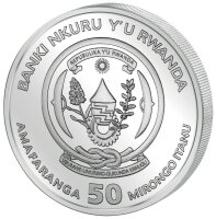 Rückseite der Ruanda 1 oz Silbermünze 2027 mit...
