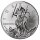 Vorderseite der Niue 1 Dollar 2026 Lady Justice Silbermünze mit dem erhabenen Motiv der Justitia mit Waage und Schwert.