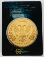 Rückseite der Germania 5 Mark 2026 Goldmünze...